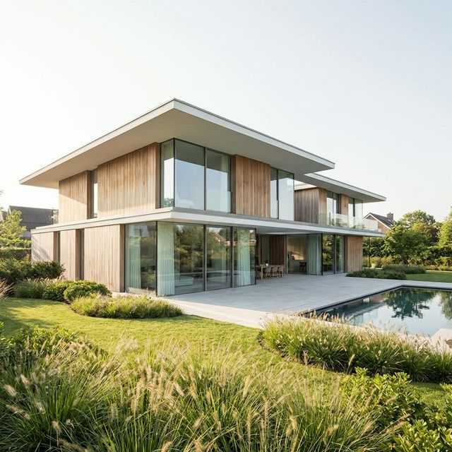 Sleek architectural house exterior