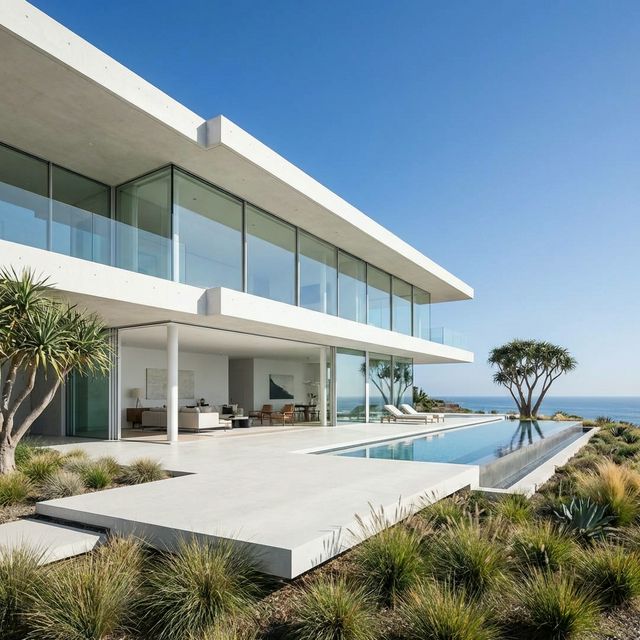 Contemporary glass and concrete home